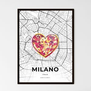 MILAN ITALIE - Carte du lieu où tout a commencé - Choisissez l'un des trois styles proposés - Poster personnalisable, cadeau personnalisé