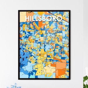 Hillsboro Oregon Art Map Poster - Vibrant Colorful Wall Decor for Unique Gifts | Home Interior Design