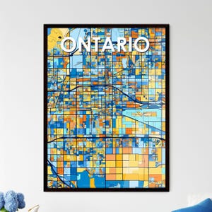 Stunning Ontario California Art Map Poster - Colorful Decor, Perfect Personalisable Gift for Home | Office!