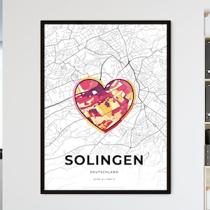 Carte vintage de SOLINGEN, ALLEMAGNE - Choisissez l'un des trois styles proposés - Affiche personnalisable, cadeau personnalisé