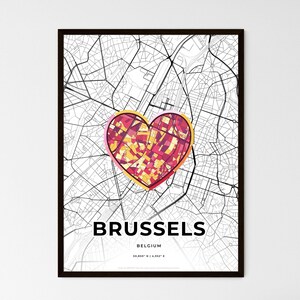 BRSSEL BELGIQUE - Carte du lieu où tout a commencé - Choisissez l'un des trois styles proposés - Poster personnalisable, cadeau personnalisé