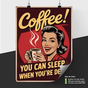 Pubblicità di caffè d'epoca: abbraccia la vita con un sorriso e una tazza di caffè!