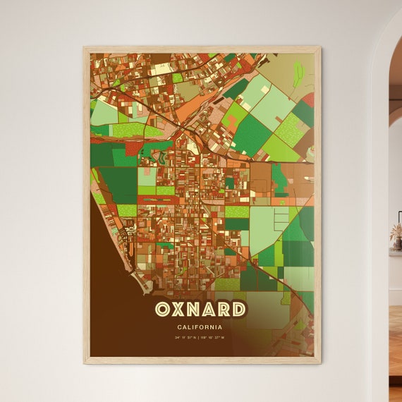 OXNARD CALIFORNIA Farmhouse Art Map Custom Poster Etsy