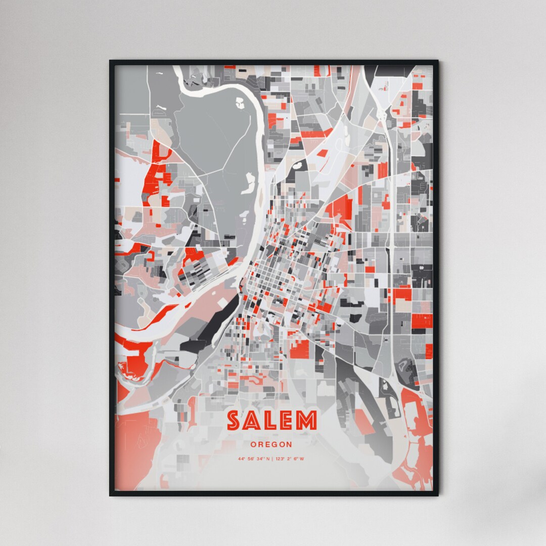 SALEM OREGON Map Poster Modern Art Print - Etsy