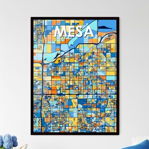 Carte artistique de Mesa, Arizona - Décoration murale unique et personnalisable pour la maison, les cadeaux et le style d'intérieur !