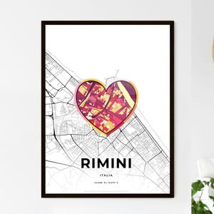 Carte de Rimini en Italie - Choisissez l'un des trois styles proposés - Poster personnalisable, cadeau personnalisé