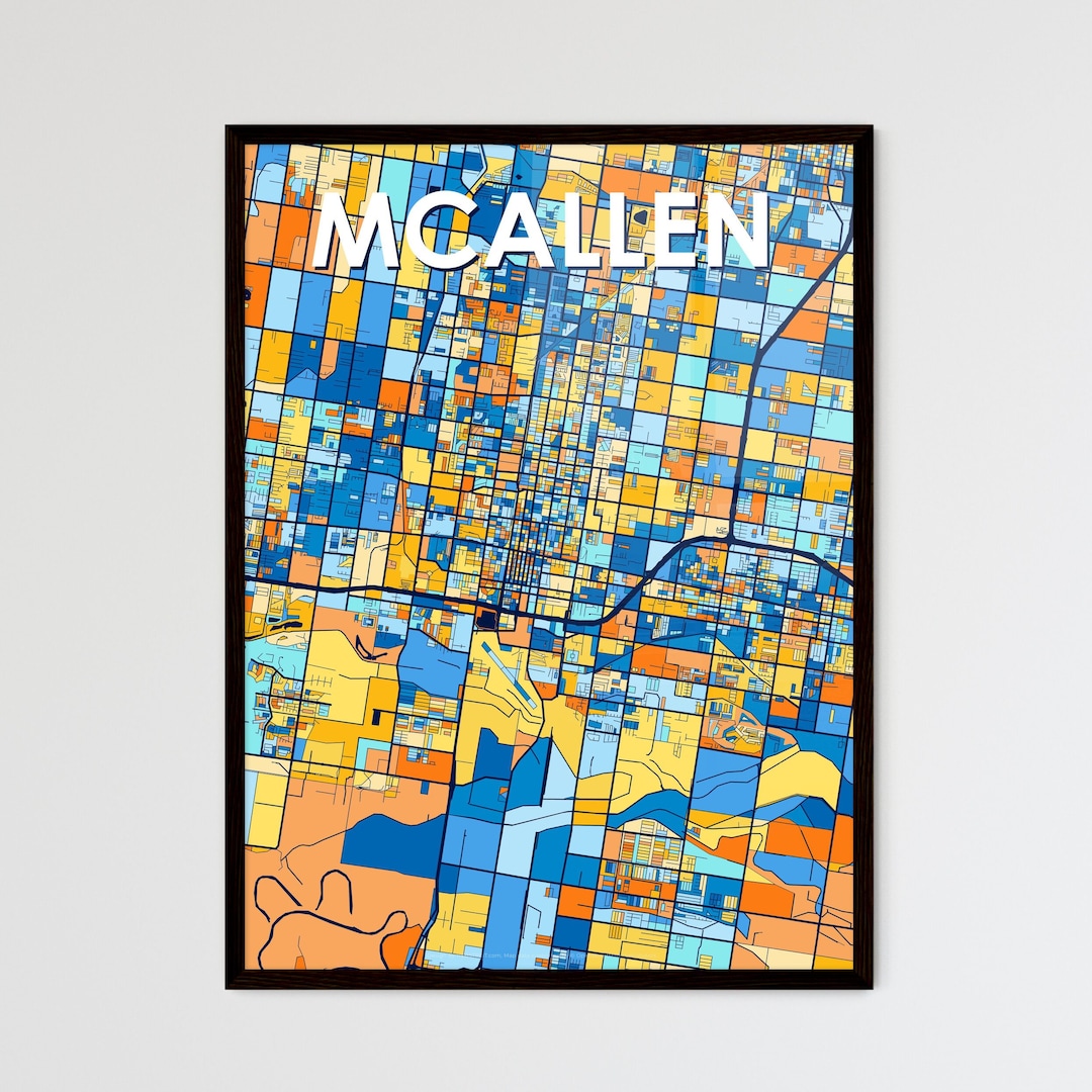 MCALLEN TEXAS Vibrant Colorful Art Map Poster Perfect Gift for Marriage 