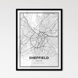 Sheffield England - Stadtplan im skandinavischen Stil für das moderne Wohndekor