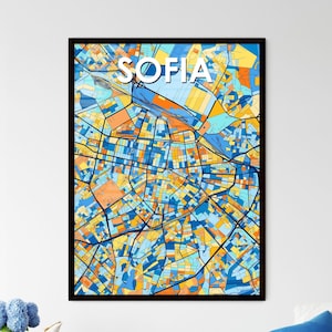 Poster carte artistique de Sofia Bulgarie - Décoration murale vibrante pour des cadeaux uniques | Intérieurs de maison élégants !