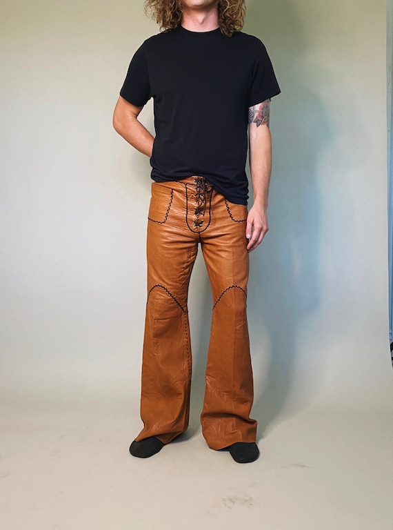 60s North Beach vintage whip stitched leather pant