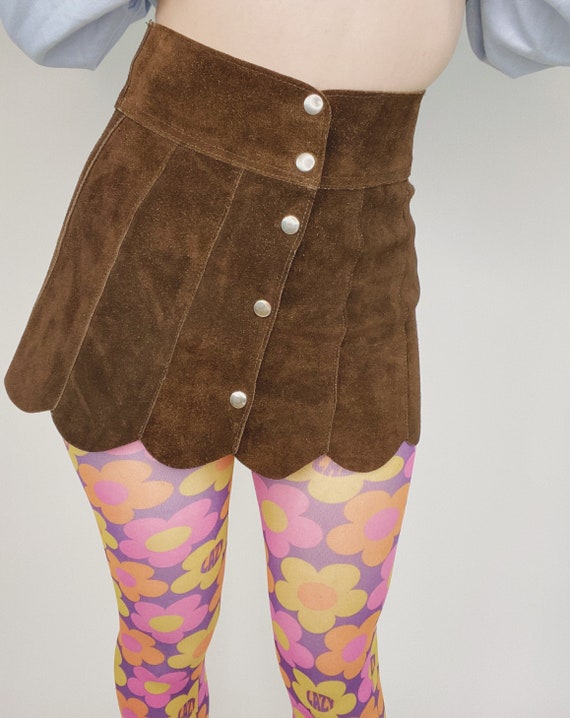 1960’s suede petal suede mini skirt. Retro hippie