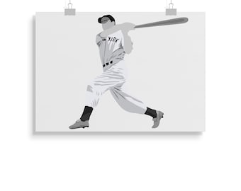 NEW YORK Yankees Retro Baseball Poster LaGuardia DiMaggio Gherig Art Print 146