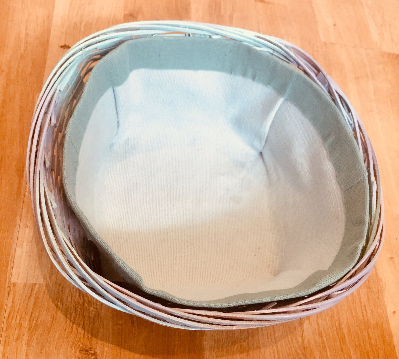 Unique Multi Coloured Pastel Wicker Basket With Blue Fabric Lining Etsy UK