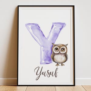 Letter Y Print Nursery - letter Y wall art, Letter Nursery Poster, Alphabet Wall Art, Initial Print, Personalized Nursery Print, Kids Decor