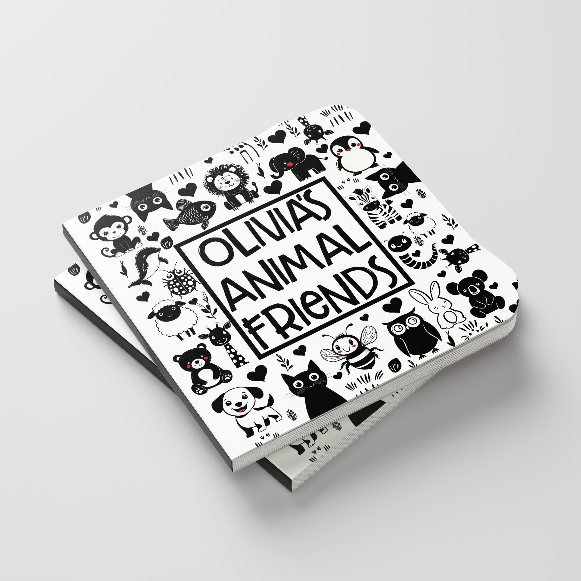 Personalized Black & White Baby Book - High Contrast Baby Sensory Book, Stimulation Toys, Baby Gift, Toddler Personalized Baby Books - Thumbnail 2