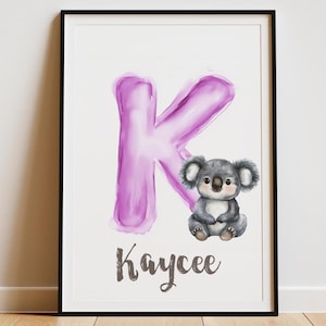 Letter K Wall Art - letter k decor baby pink, letter k nursery print, Letter K Name Letter Sign, Initial Wall Art, Gift for Newborn, Toddler