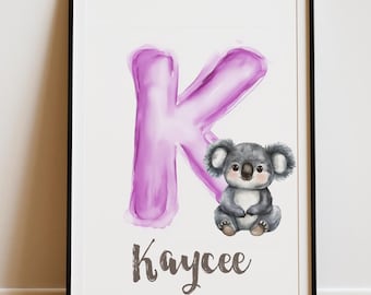 Letter K Wall Art - letter k decor baby pink, letter k nursery print, Letter K Name Letter Sign, Initial Wall Art, Gift for Newborn, Toddler