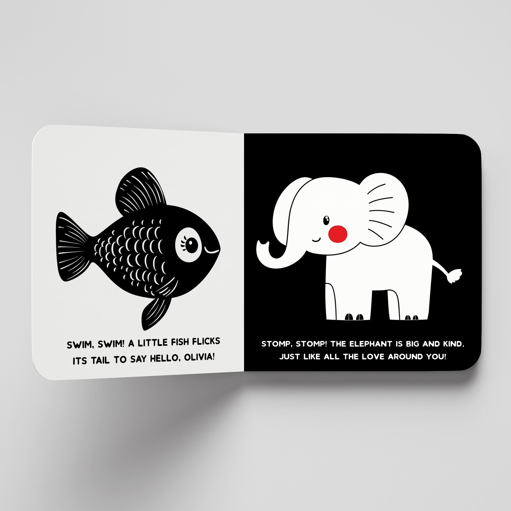 Personalized Black & White Baby Book - High Contrast Baby Sensory Book, Stimulation Toys, Baby Gift, Toddler Personalized Baby Books - Thumbnail 6