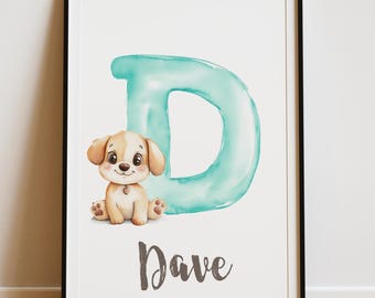 Letter D Initial Nursery Art - letter D initial decor, letter D wall art, letter D wall print, letter D wall decor, letter D girl room print