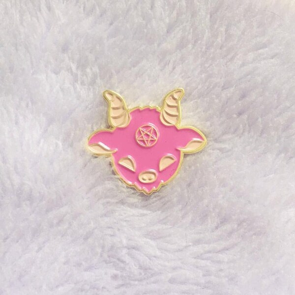 Kawaii Satan Enamel Pin, Cute Pink Lucifer Lapel Pin