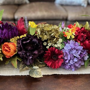 5 ft or 6 ft English garden garland, Spring Summer garland, Lush Silk Faux Floral runner, Multi flower garland, Silk flower garland