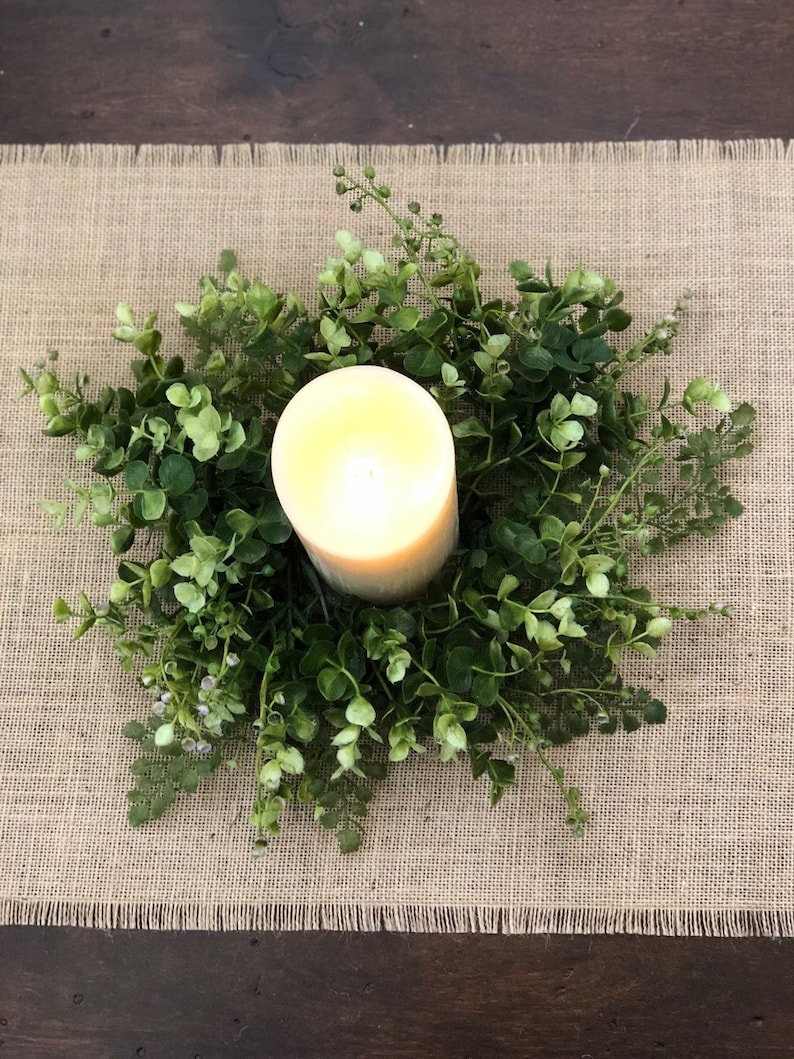 Eucalyptus Candle Ring Candle Wreath Mini Wreath Everyday Etsy