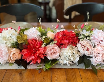 Guirlande florale rose ivoire blush, guirlande de luxe, décoration printemps-été 3 pi ou 4 pi