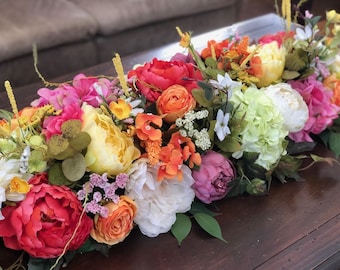 3 ft or 4 ft Spring/Summer faux floral garland, Luxury floral garland, Bright floral garland, Multi color floral garland