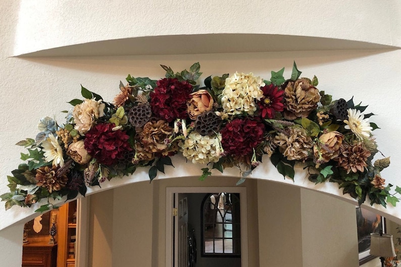 Rustic garland Rustic wedding swag Wedding swag Silk Floral Etsy