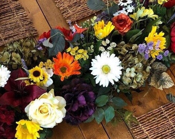 Guirlande de jardin anglais de 3 pieds ou 4 pieds, guirlande printemps-été, tapis de passage en soie artificielle luxuriante, guirlande de fleurs multiples, guirlande de fleurs en soie