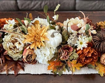 Guirlande d'automne, 90 cm ou 120 cm. Guirlande luxuriante, décoration d'automne, guirlande pour Thanksgiving, décoration florale d'automne, couleur crème, or et rouille.