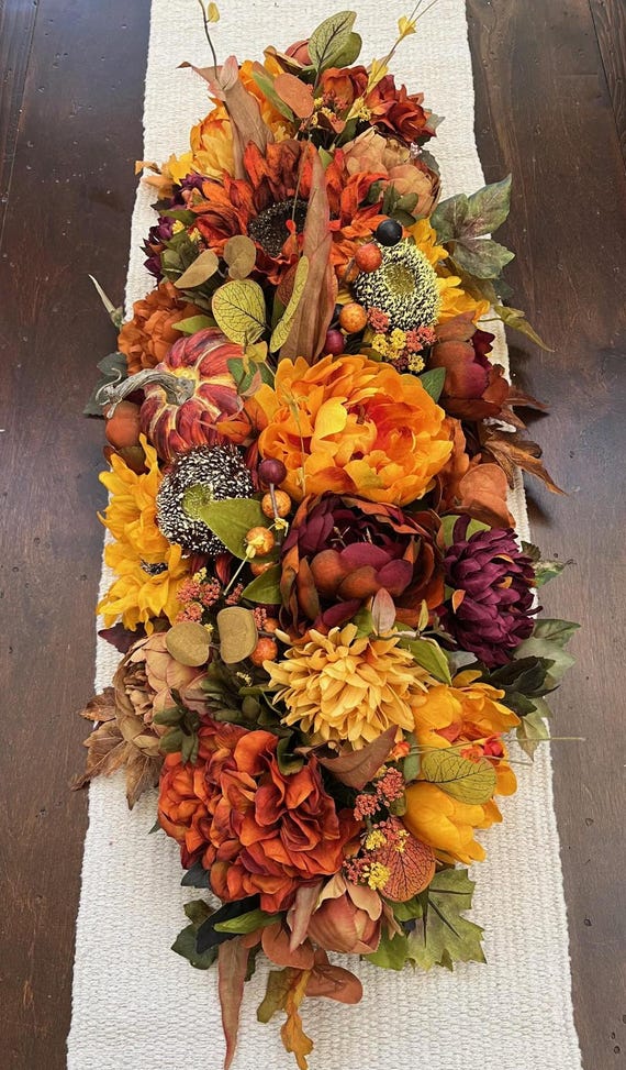 2 ft Luxury Fall centerpiece, Mantel garland, Fall decor, Thanksgiving runner, Fall floral decor, Autumn swag, Thanksgiving floral runner
