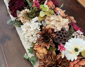 5 ft or 6 ft Rustic garland, Rustic wedding swag, Wedding swag, Silk Faux garland, Floral runner, Rustic floral decor, Floral swag