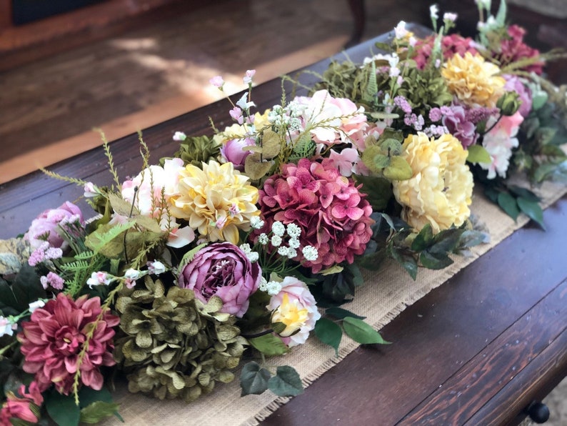 Silk Flower garland Luxury floral table runner Spring Summer Etsy