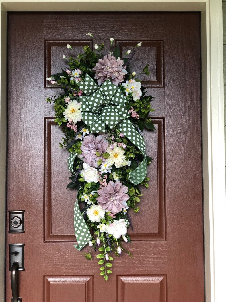 Mauve Swag Summer Door Swag Floral Door Swag Floral Decor Etsy