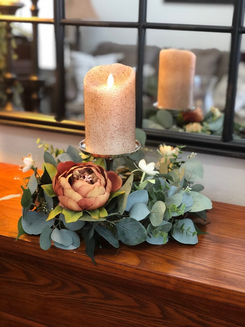 Eucalyptus candle ring Candle wreath Mini wreath Everyday Etsy