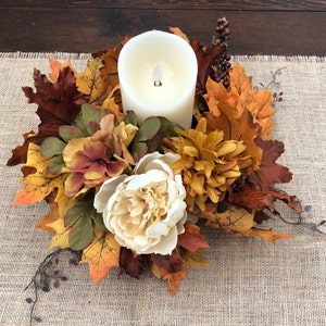 Fall floral candle ring, Fall candle wreath, Mini fall wreath, Autumn candle ring, Thanksgiving candle ring, Autumn candle wreath