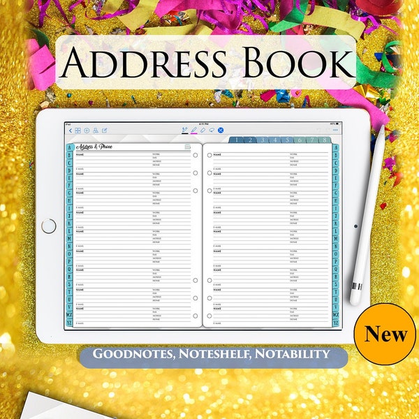 Digital Address Book Contacts Pages iPad Minimalist Planner Phone Goodnotes Noteshelf Notability Planners Inserts