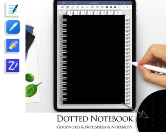 Digital Sketchbook Black Dotted Goodnotes Notebook Notability Noteshelf ZoomNotes Journal Hyperlinked template hyperlinks