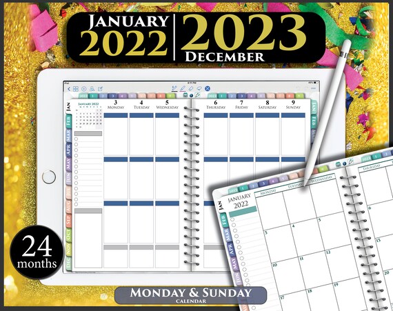 Calendrier 201 2023 Digital Happy Planner 2022 2023 Weekly Organizer Erin Life | Etsy