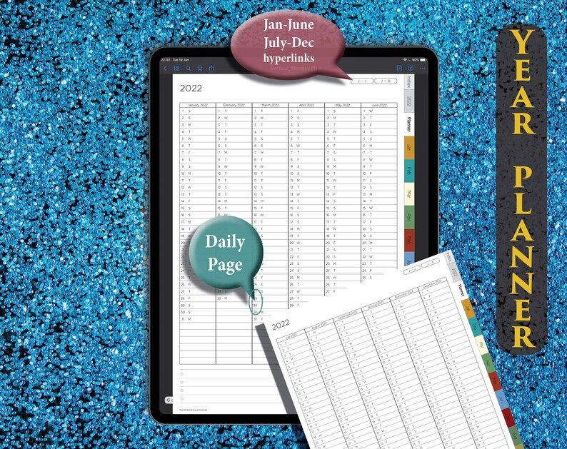 Digital Vertical Planner 2022 Goodnotes Yearly Monthly Etsy