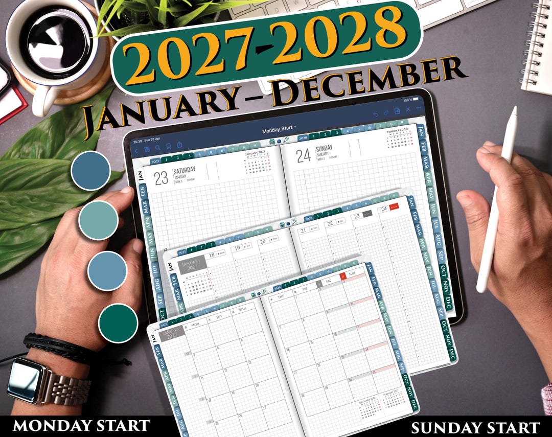 Digital Daily Grid 2027 2028 iPad Planner | Japanese Goodnotes and ...
