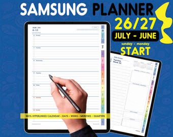 2026 2027 Digital Planner: Samsung Notes & Android, Daily Weekly Layout | Mid Year