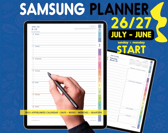 2026 2027 Digital Planner: Samsung Notes & Android, Daily Weekly Layout | Mid Year