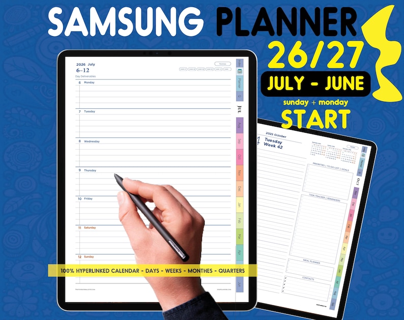 2026 2027 Digital Planner: Samsung Notes & Android, Daily Weekly Layout | Mid Year