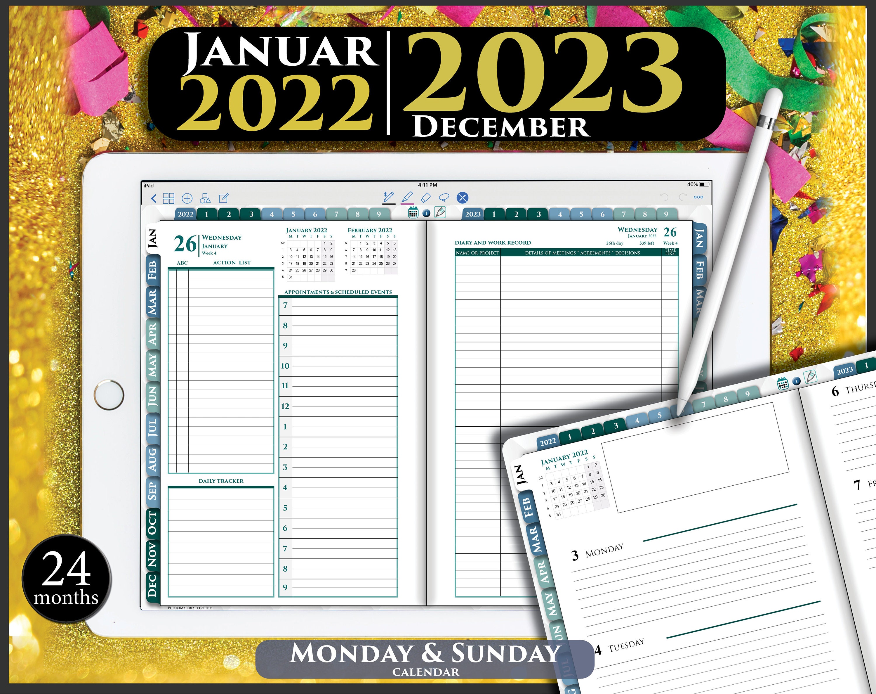 2022 2023 Digital Daily Weekly Planner for Goodnotes and Etsy Singapore