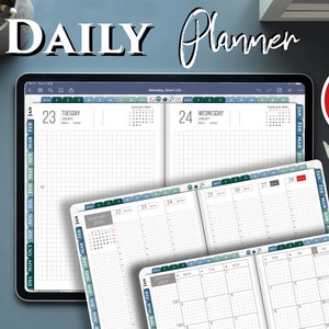 Planejador de paisagem para iPad - Diário digital minimalista, diário planejador digital em grade japonesa para GoodNotes e Notability