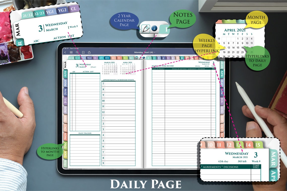 Digital Teacher Planner 2021 2022 2023 Goodnotes Academic IPad Etsy