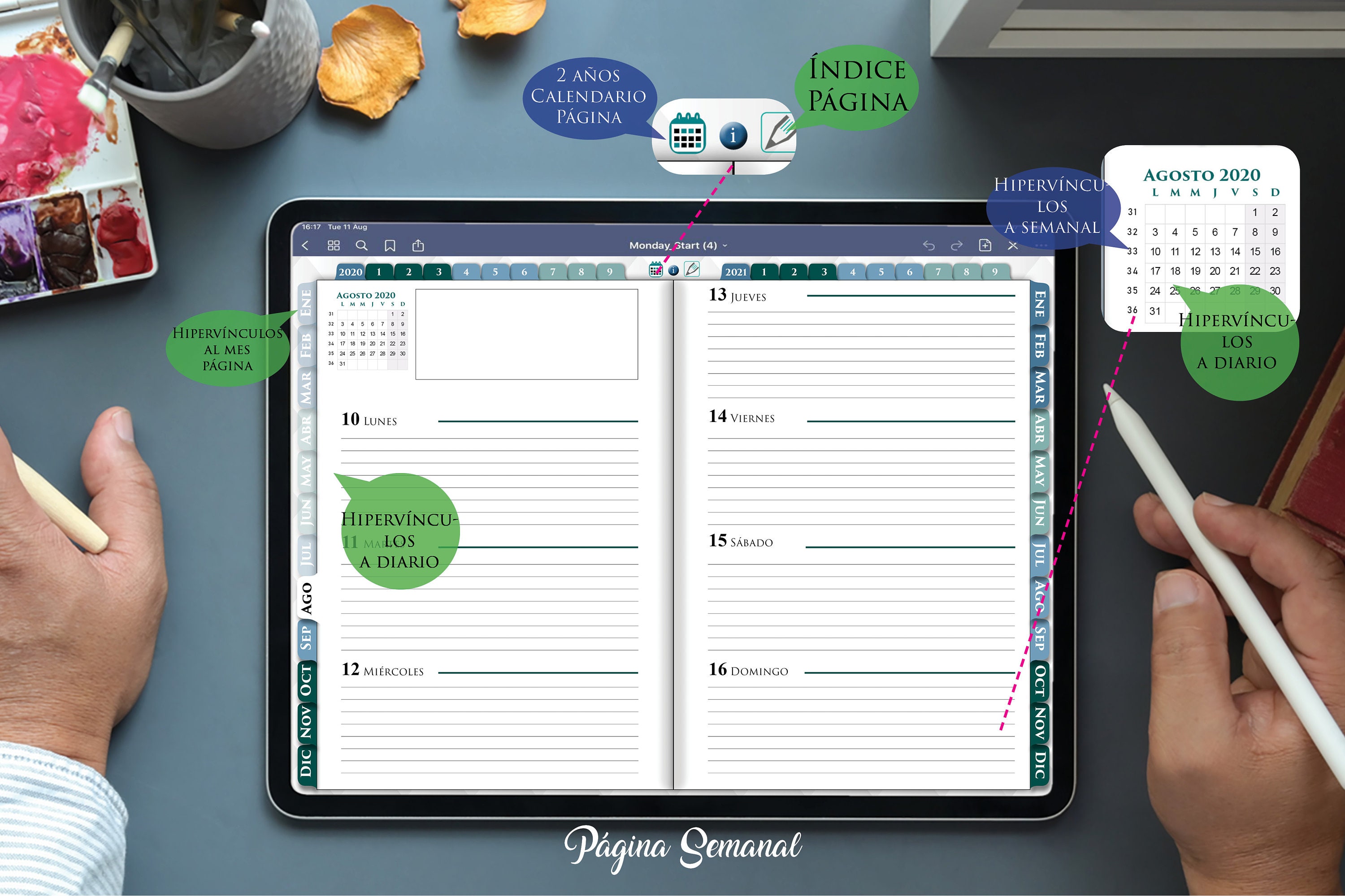 Español Digital Agenda Anual por hora Goodnotes 2020 2021 Etsy