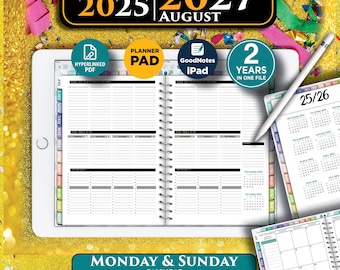 Digital Weekly Planner Pad for GoodNotes and Notability 2025 2026 | September start | PDF Download